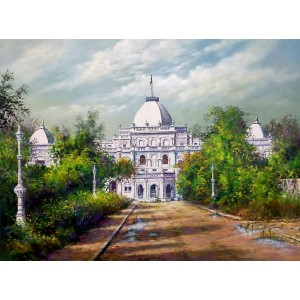 Hanif Shahzad, Sadiq Garh Palace – Bahawalpur, 27 x 36 Inch, Oil on Canvas, Landscape Painting, AC-HNS-111